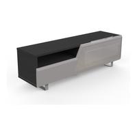 MUNARI meuble TV MK160 jusqu'à 65" Collection CORTINA SIDE (Orme foncé / Gris clair - bois, Verre et métal)