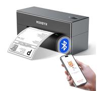 MUNBYN 129 Bluetooth Imprimante Etiquettes Thermiques, Imprimante d'étiquettes 4x6 sans fil, Imprimante de Bureau, pour l'expédition de colis, pour Etsy, Shopify, eBay, Amazon, Royal Mail, FedEx, Gris