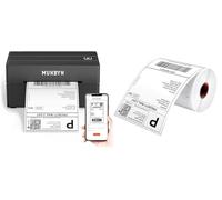 MUNBYN 130B Imprimante Thermique Noir+Etiquette Thermique 220Pack Étiquettes d'expédition Thermiques 4XL