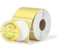 MUNBYN Étiquettes Thermiques Transparentes Dorées de 2 Pouces, Autocollants Thermiques Imprimables à Paillettes Fines Rondes pour Petites Entreprises, Étiquettes D'adresse Etiquettes-500 Étiquettes