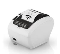 MUNBYN Imprimante de reçus WiFi avec Port USB, Imprimante POS 80 mm pour Mac Windows Chromebook Linux, ESC/POS (P047-WiFi), Support Mural à découpe Automatique Haute Vitesse, Blanc