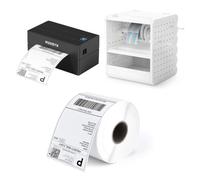 MUNBYN Imprimante d'étiquettes + Support de Rangement Multifonction + Rouleau d'étiquettes
