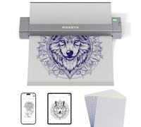 MUNBYN ITP05S Thermocopieur Tatouage Bluetooth, 10 Feuilles Papier Transfert Imprimante, Imprimante Stencil Tatouage, Transfert Tatouage Machine Copieur pour iOS, Android et Mac, Gris