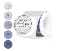 MUNBYN Lot de 150 feuilles d'étiquettes autocollantes thermiques rondes de 5,1 cm pour classification, pâtisserie, 150 feuilles/1 rouleau