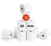 MUNBYN Lot de 20 rouleaux de papier thermique pour reçus Star Micronics TSP100 TSP143, Epson 80 mm, caisse de reçus carrée, papier de reçus thermique de 80 mm, sans BPA