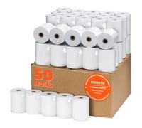 MUNBYN Lot de 50 rouleaux de papier thermique 80 mm pour imprimante de reçus Star Micronics TSP100 TSP143 Epson 80 mm pour imprimante de reçus carré pour registre POS 80 mm, sans BPA, version plus