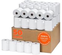 MUNBYN Lot de 50 rouleaux de papier thermique pour imprimante de reçus Star Micronics TSP100 TSP143 Epson 80 mm, caisse carrée POS de 80 mm, papier de reçus thermique sans BPA, version plus