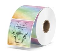 MUNBYN Lot de 500 étiquettes autocollantes thermiques en forme de fleur, 50 mm x 50 mm, étiquettes autocollantes multi-usages pour emballage, cadeaux, entreprise, design de logo à faire soi-même, 500 étiquettes/1 rouleau