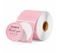 MUNBYN Lot de 750 Étiquettes Thermiques Ronde Rose, Etiquette Autocollante Ronde 2 x 2 pouces, Shipping Label Résistant aux rayures, à l'eau, à la saleté, à la poussière et à la graisse