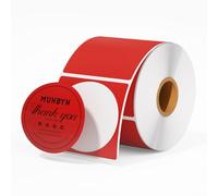 MUNBYN Lot de 750 feuilles d'étiquettes thermiques rondes rouges de 5,1 cm, multi-usages, pour entreprise, 750 feuilles/1 rouleau