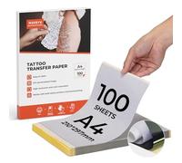MUNBYN Papier Transfert Tatouage 100 Feuilles, A4 Taille Papier Calque, Stencil Tatouage Transfert DIY Tattοο pour Tatouage Imprimantes Thermiques