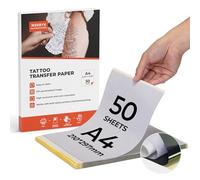 MUNBYN Papier Transfert Tatouage 50 Feuilles, A4 Taille Papier Calque, Stencil Tatouage Transfert, Tatouage Stencil, DIY Tattοο pour Imprimantes Thermiques