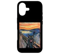 Munch Edvard The Scream Black Cat Peinture Humoristique Coque pour iPhone 17