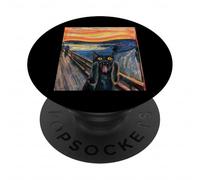Munch Edvard The Scream Black Cat Peinture Humoristique PopSockets PopGrip Adhésif