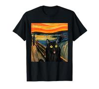 Munch Edvard The Scream Black Cat Peinture humoristique T-Shirt