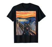 Munch Edvard The Scream Black Cat Peinture Humoristique T-Shirt
