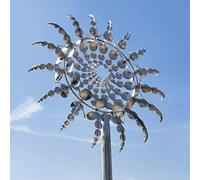 MUNCHIN Moulin à vent cinétique 3D unique et magique en métal inoxydable - Pour terrasse, pelouse et jardin - Argenté