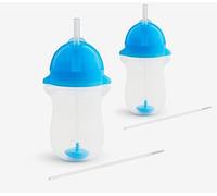 Munchkin 2 Tasses Click Lock Tip & Sip avec paille lestée, 296 ml/10 oz, bleu, lot de 2