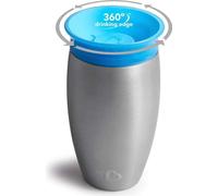 Munchkin Acier inoxydable Miracle 360 Tasse Sippy | Tasse Sippy sans BPA pour jeunes enfants et bébés | Idéal pour le sevrage | Tasse anti-fuite pour enfants | 12+ mois | 10oz/296ml | Bleu