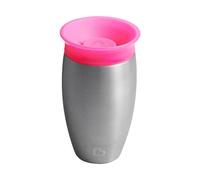 Munchkin Acier inoxydable Miracle 360 Tasse Sippy | Tasse Sippy sans pour jeunes enfants et bébés | Idéal pour le sevrage | Tasse anti-fuite pour enfants | 12+ mois | 10oz/296ml | Rose