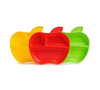 Munchkin Assiettes Divisées Lil' Apple | Ensemble d'Assiettes avec Compartiments | Idéal pour le Sevrage | 6 Mois+ | Sans BPA | Pack de 3
