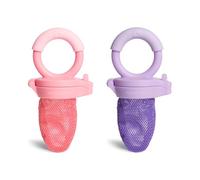 Munchkin Baby Food Feeder 2 Pack | Great for Travel Mesh Pouch for Puree Foods | Self-Feeding Food Feeder | Weaning Feeder | Travel Essentials | BPA-Free | 4 Months+ | Pink & Purple