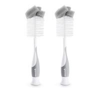Munchkin Brosse de Nettoyage de Bouteille à Poils | Brosse pour Bouteille d'Eau avec Tétine Intégrée | Brosses Deluxe pour Nettoyage | Autoportante | Poignée Facile à Saisir | Pack de 2 | Gris