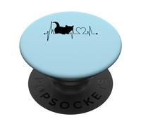 Munchkin Cat Heartbeat EKG Drôle Patte Courte Amoureux des Chats PopSockets PopGrip Adhésif