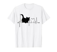 Munchkin Chat Heartbeat EKG Drôle Patte Courte Chat Propriétaire Félin T-Shirt Graphique avec Valeur