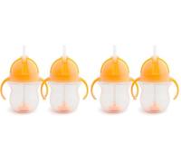 Munchkin Click Lock Tip & Sip Straw Cup Set, Baby Toddler Sippy Cups with Straw, BPA Free Leakproof Cup Dishwasher Safe Weighted Straw Childrens Baby Bottles -7oz/207ml, 2 Pack, Orange, Orange