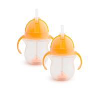 Munchkin Click Lock Tip & Sip Straw Cup Set, Baby Toddler Sippy Cups with Straw, BPA Free Leakproof Cup Dishwasher Safe Weighted Straw Childrens Baby Bottles -7oz/207ml, 2 Pack, Orange, Orange