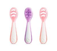 Munchkin Cuillères Multistage Gentle Dip | Cuillères d'Apprentissage pour Bébé 4+ Mois | Idéales pour l'Apprentissage Autonome de l'Alimentation | Design Ergonomique | Rose et Violet | Pack de 3