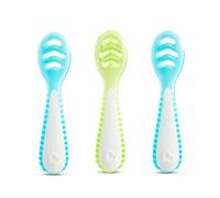 Munchkin Gentle Dip Multistage First Spoons for Babies 4+ Months - 3 Pack, idéal pour le Baby-Led Weaning, design ergonomique, sans BPA, Blue/Green