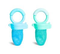 Munchkin Lot de 2 Tétines d’Alimentation pour Bébé | Idéal pour les Voyages | Poche en Maille pour Aliments en Purée | Autonomie Alimentaire | Essentiel de Voyage | 4 mois+ | Bleu & Vert