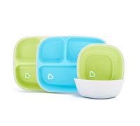 Munchkin Set de Repas Divisé Splash 4 Pièces | Assiettes et Bols Bébé | Set de Repas pour 6+ Mois | Sans BPA | Bleu/Vert
