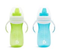 Munchkin Tasse Bébé Gentle Transition, Tasse avec Poignées et Couvercle pour Bébé, Tasse Antifuites sans BPA, Compatible Lave-Vaisselle, Tasse Silicone pour Enfant dès 4 mois - 296 ml, Lot de 2