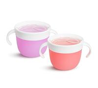 Munchkin Lot de 2 attrape-collations | Boîte à collation et pot d'apéritif pour bébé | Support et récipient de rangement alimentaire | Pot alimentaire sans BPA avec poignées | Anti-éclaboussures