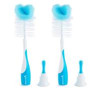 Munchkin Lot de 2 brosses éponge 2 en 1 et brosses pour biberon | Brosse de nettoyage pour biberon et brosse pour bouteille d'eau | Doux et réutilisable avec brosse à tétine intégrée | Passe au