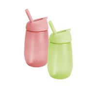 Munchkin Simple Clean Ensemble Tasses Tout-Petits | Tasses Sippy Bébé & Tout-Petits avec Pailles | Sans BPA | Tasses Non-Coulantes | Pailles Bébé | Leakproof en Silicone | 296ml | 2 Pack | Vert/Rose
