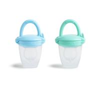 Munchkin® Lot de 2 mangeoires en silicone pour aliments solides et pures, idéales pour l'auto-alimentation et le sevrage par bébé, bleu/menthe