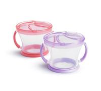 Munchkin Lot de 2 Snack Catchers | Boîte à snacks pour tout-petit & pot de diversification pour bébé | Contenants alimentaires | Pot sans BPA avec poignées | Anti-renversement - Rose/Violet