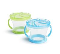 Munchkin Lot de 2 Snack Catchers | Boîte à snacks pour tout-petit & pot de diversification pour bébé | Contenants alimentaires | Pot sans BPA avec poignées | Anti-renversement - Bleu/Vert