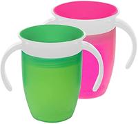 Munchkin - Lot de 2 tasses d'apprentissage «Miracle» - 200 ml, vert/rose