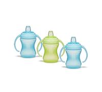 Munchkin Mighty Grip Tasse | Tasse d’apprentissage pour tout-petits et bébés | Sans BPA | Anti-fuite | Étanche | Gobelet de sevrage à partir de 6 mois | 236 ml | Lot de 3 | Bleu & Vert
