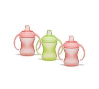 Munchkin Mighty Grip Trainer Cups | Trainer Toddler & Baby Bottle | BPA Free | Non Spill |Leakproof | Baby Weaning Cup from 6+ Months | Toddler Bottle 8oz/236ml| 3 Pack | Pink & Green