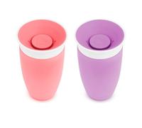 Munchkin Miracle 360 Tasse à bec | Tasse Bébé & Tout-Petits | Sans BPA | Tasses Bébé Étanches | 12+ Mois | 10oz/296ml | 2 Pack | Rose/Violet