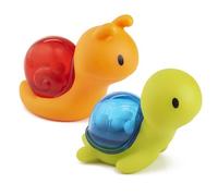 Munchkin Rattle Squirts, Jouets de Bain Sensoriels Escargot et Tortue pour Bébés et Tout-Petits | Essentiels pour Bébé | Jouet de Bain pour un Moment de Plaisir et d'Éclaboussures | Pack de 2