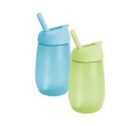 Munchkin Simple Clean Ensemble Tasses Tout-Petits | Tasses Sippy Bébé & Tout-Petits avec Pailles | Sans BPA | Tasses Non-Coulantes | Pailles Bébé | Leakproof en Silicone | 296ml | 2 Pack | Vert/Bleu