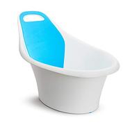 Munchkin - Sit and Soak, Baignoire bébé avec bosse de support matelassée, siphon à tirette et crochet de rangement, 0-12 mois, Blanc