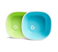 Munchkin Splash Toddler Bowl | Weaning Bowl | Facile à Nettoyer et Durables et Sécuritaires | 2 Pièces | Bleu et Vert